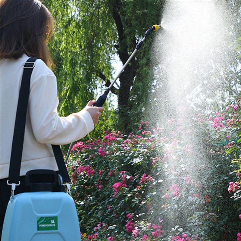 A74E-Powered Sprayer 5L Lawn Sprayer Weed Sprayer With 2 Spray Nozzles Telescopic Wand And Adjustable Shoulder Strap