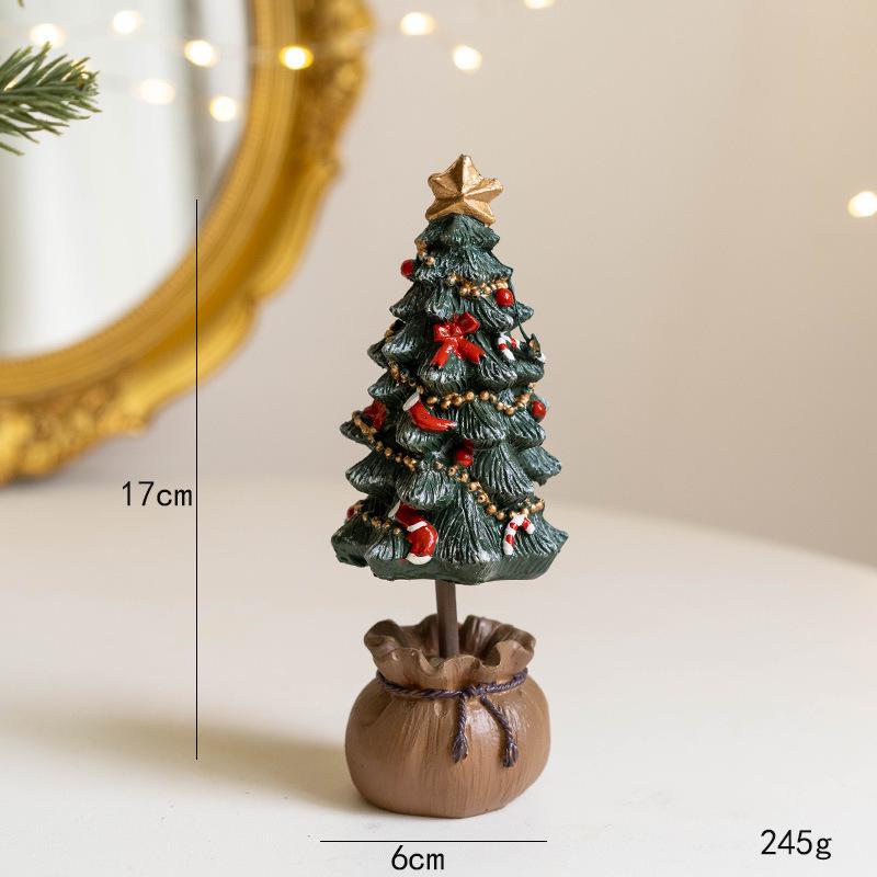 Mini Resin Christmas Tree Ornament - Festive Desktop Decoration Gift