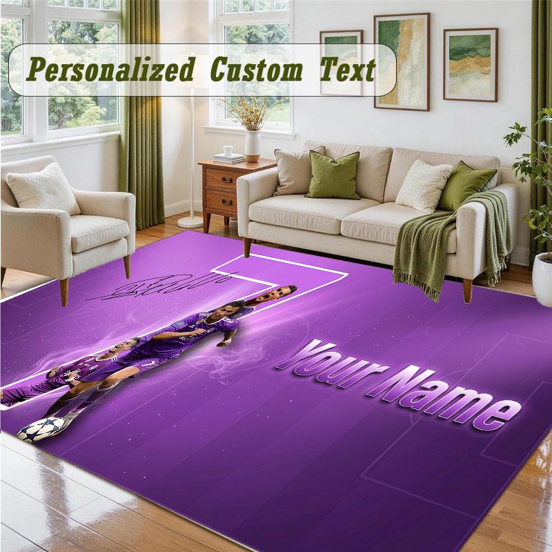 Crystal Velvet Square Rug Custom NameCristiano Ronaldo Pattern Non Slip Home Floor Decor Rug