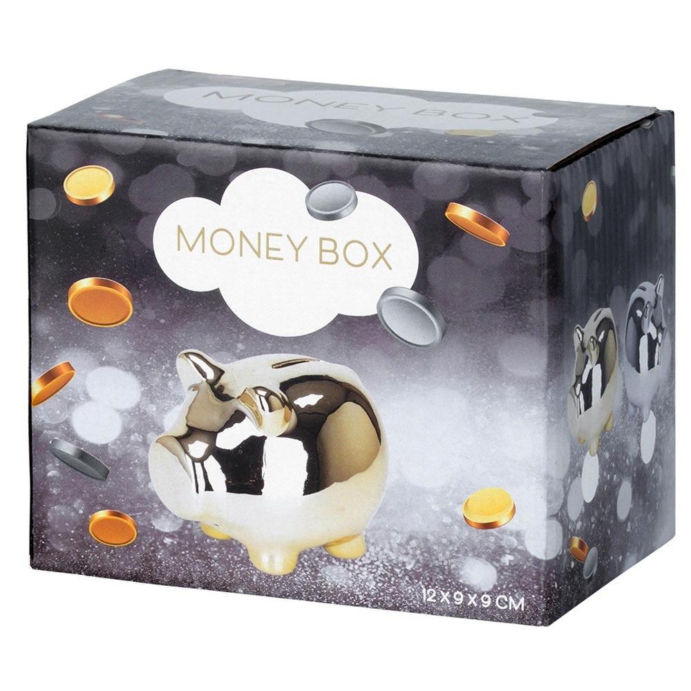 Ceramic Mirror Silver Piggy Bank 11.5 X 9 Cm