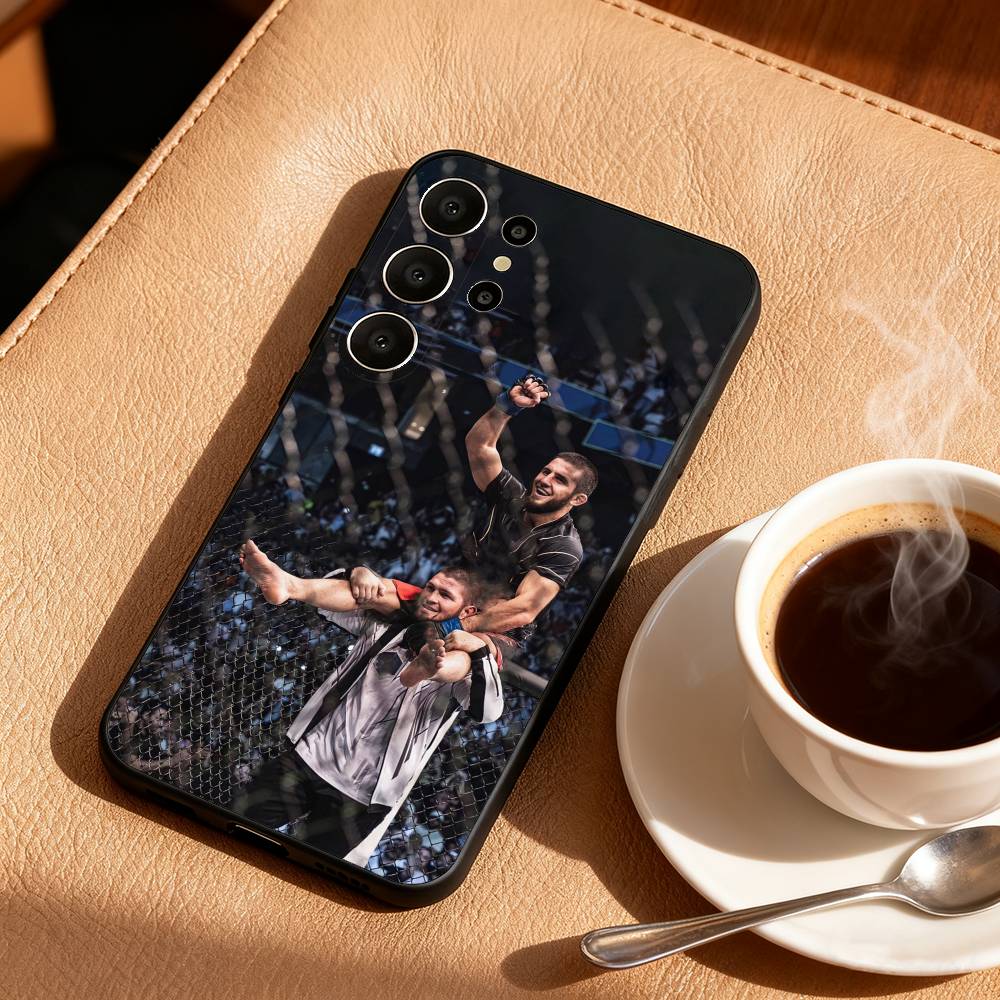 

B-Burly I-Islam M-MakhachevS Phone Case For Samsung S26,S25,24,23,22,30,21,10,9,Ultra,Plus,Lite,FE Soft Black Case Samsung S25Plus