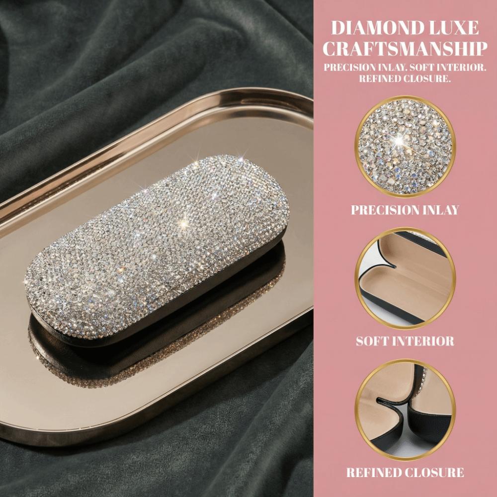 Leather Rhinestone Glasses Case Black Eyewears Storage Box Sunglasses Protective Case  School