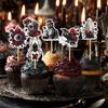 Garniture de gâteau pour fête d'Halloween 12 pièces Thème Citrouille Sorcière Chauve-souris Fournitures de décoration de cupcakes pour célébration effrayante