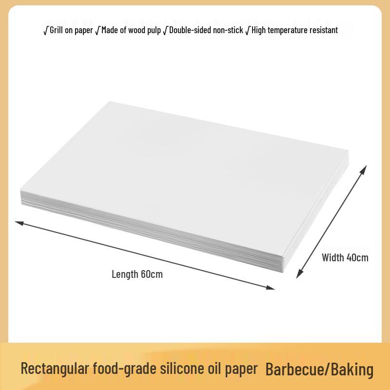 Rectangular Non-Stick Disposable Baking Paper for Oven, Cake, and Barbecue Oil Absorption.