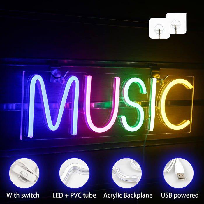 Lampe décorative - wanxing - veilleuse néon musicale - rose - rechargeable usb - design rétro