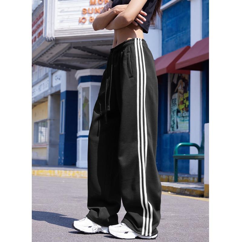 Spring and Autumn New Women's Loose Wide Leg Casual American Retro Sports Pants