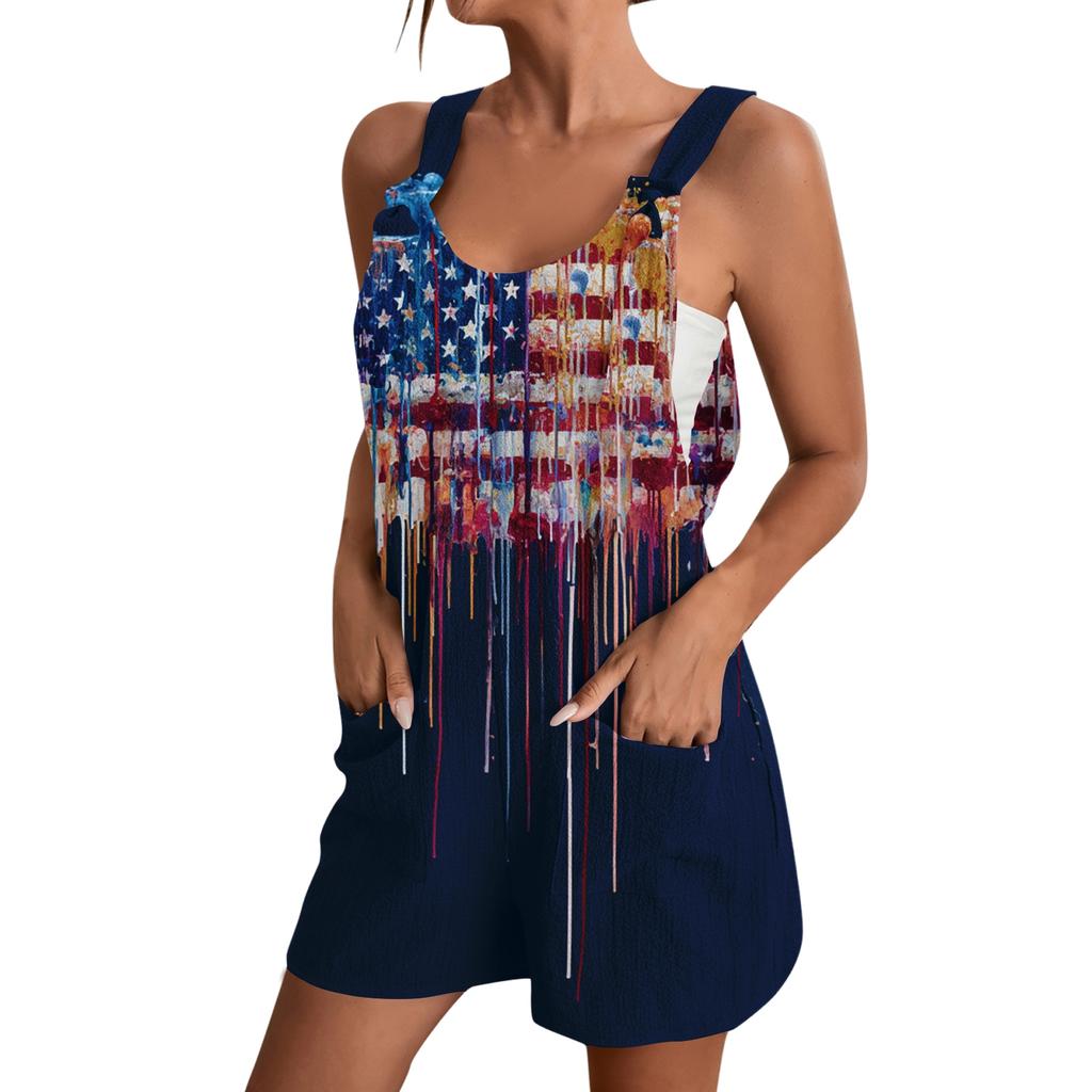 Rompers For Women Summer Casual Sleeveless Overall Comfy Loose Spaghetti Strap Romper Fashion Jumpsuit With Pockets
