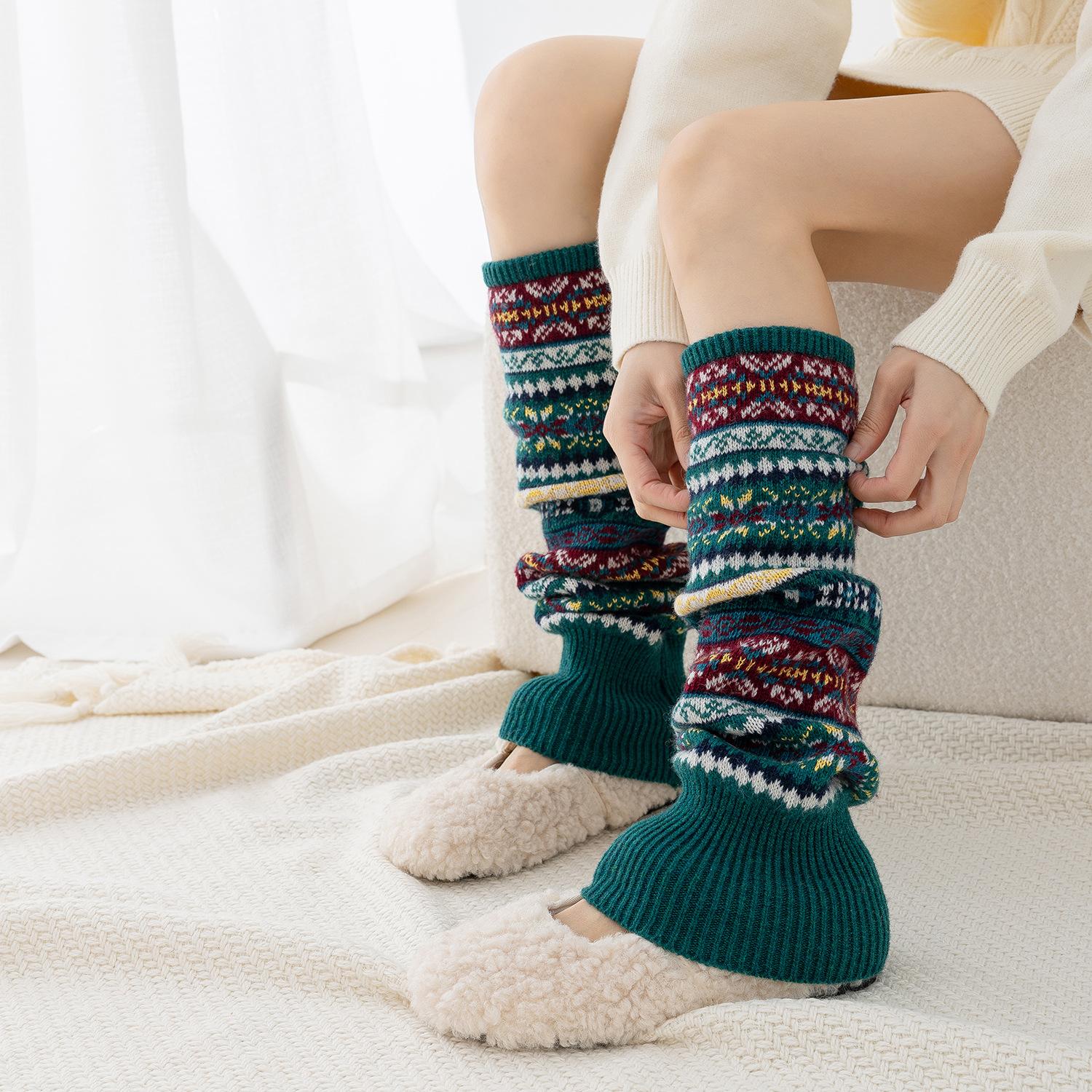 

Acrylic Wool Leg Covers Personalized Wool Blend Leg Warmers Long Knit Socks Lengthened Warm Leg Covers For Outdoor Activities One Size
