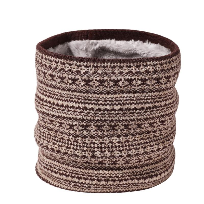 New neck cover men's windproof and warm Fair Island classic color winter scarf velvet thickened knitted scarf