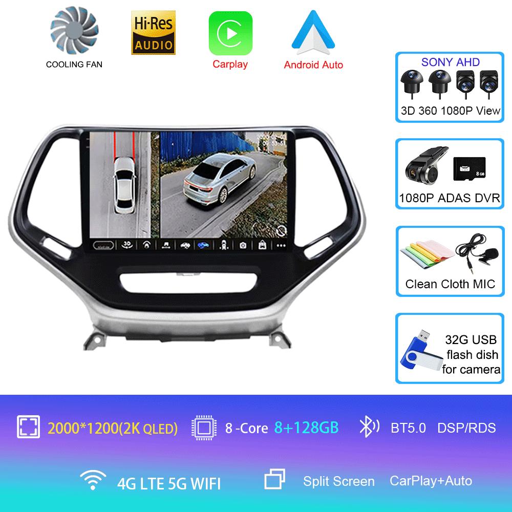 for Jeep Cherokee 5 KL 2014 - 2020 Car Radio Stereo Multimedia Video Player GPS DSP BT No 2din Head Unit CarPlay Android 14