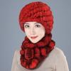 Middle-aged Rex rabbit hair hat female autumn and winter warm elderly grandmother ear protection fur mother wool scarf