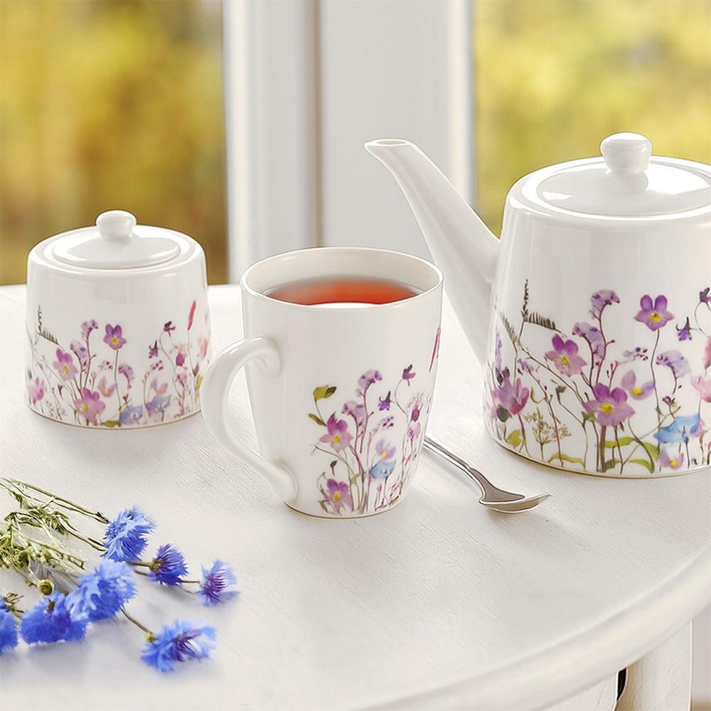 Kubek Porcelanowy Do Napojów Picia Kawy Herbaty Ziół Kolorowy Kwiaty 360 Ml