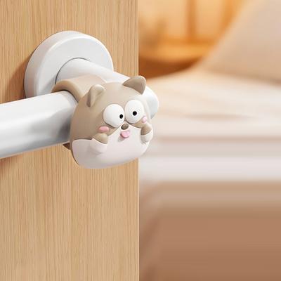 Silicone Door Handle Impact Pad Cartoon Anti-Shock Wall Protector Silent Punch-free Doorknob Bumper Pad for Bedroom Decoration