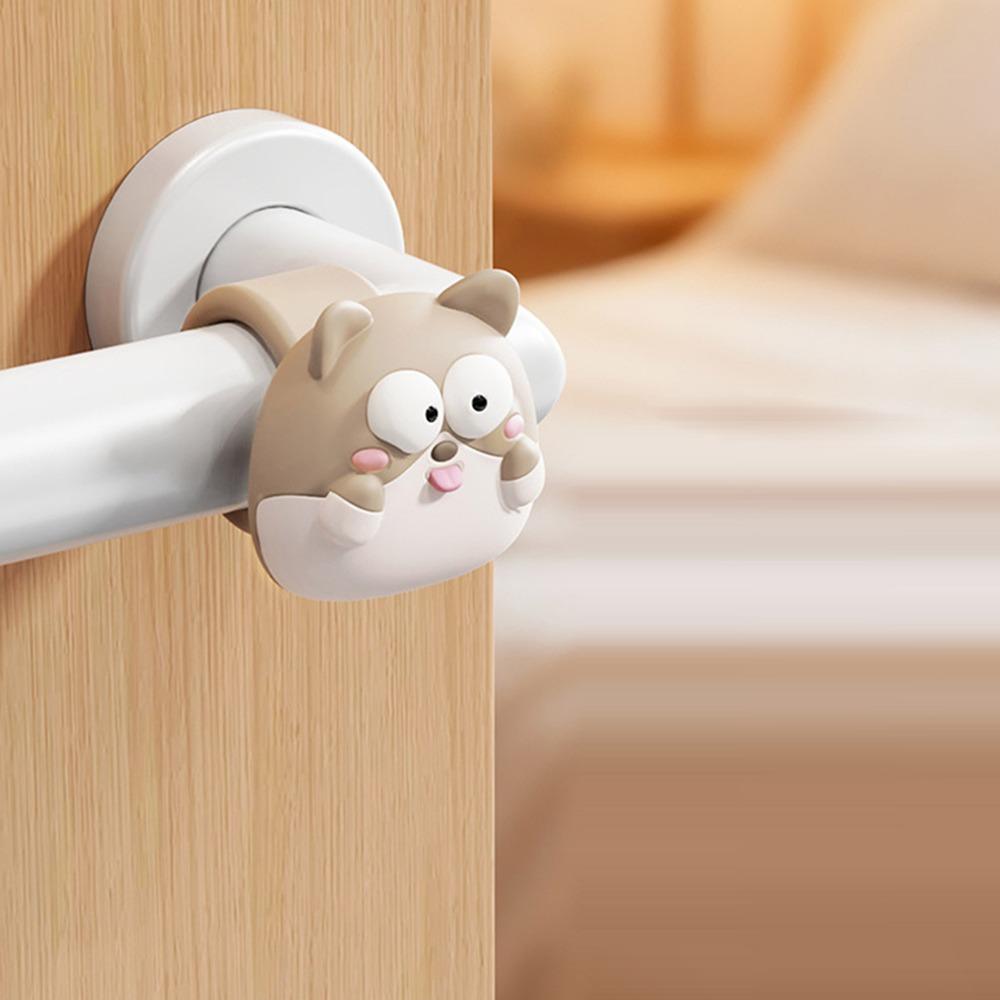 Silicone Door Handle Impact Pad Anti-Shock Punch-free Wall Protector Cartoon Silent Door Handle Anti-collision Ring