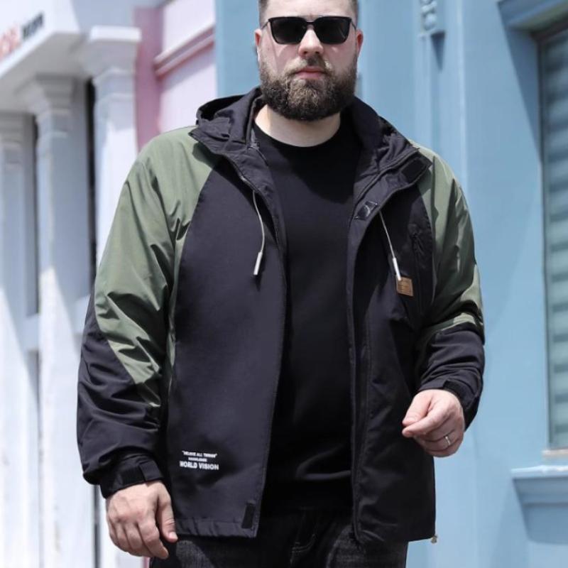 Men's Loose Casual Hooded Warm Tooling Jacket Autumn and Winter Plus Size 9XL Velvet Jacket Jacket Plus Velvet Jacket