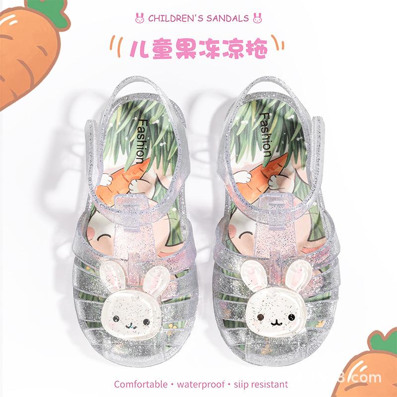 

Children s Summer Clogs for Boys and Girls, Non-Slip Soft Sole Roman Sandals, Outdoor Closed-Toe Beach Crystal Jelly Shoes 34Code【Inner Length21CM