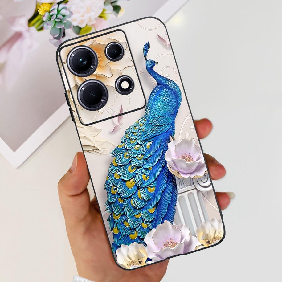 For Infinix Note 30i Case Stylish Flower Black TPU Shockproof Bumper For Infinix Note 30 Pro X678B Phone Cover Note 30 5G Fundas