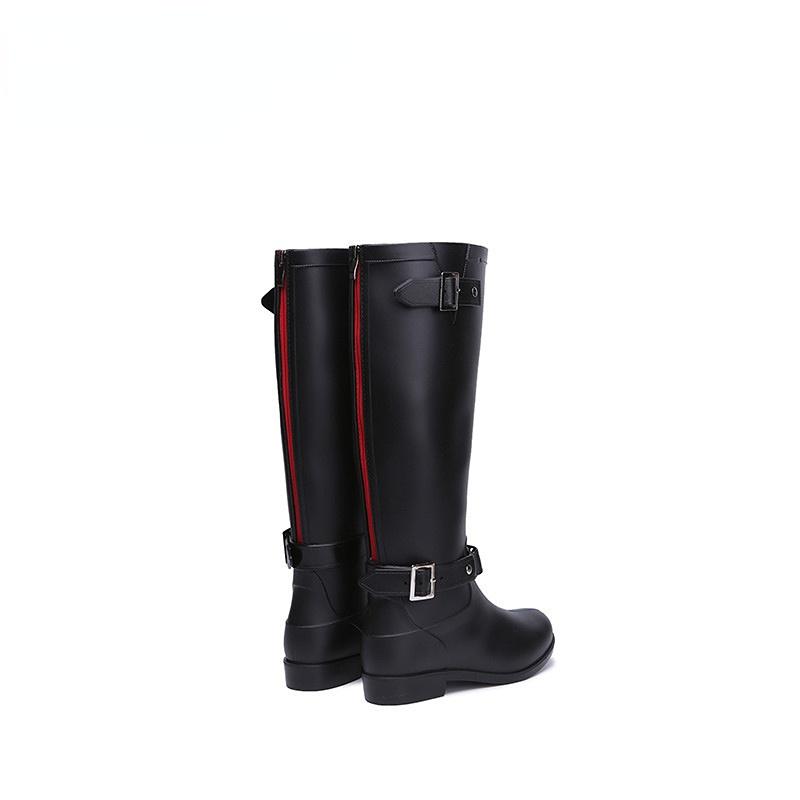 Rain Boots Fashion Water Boots Women's Long Sleeve Zipper High Heel Motorcycle Boots Waterproof and Anti Slip Rain Shoes Women