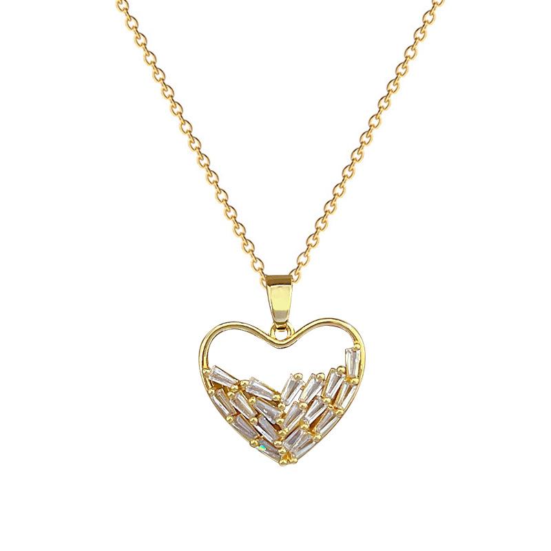 Empty Love Full Diamond Light Luxury Temperament Gorgeous Full Diamond Necklace Female Versatile Collarbone Chain Titanium Steel Chain