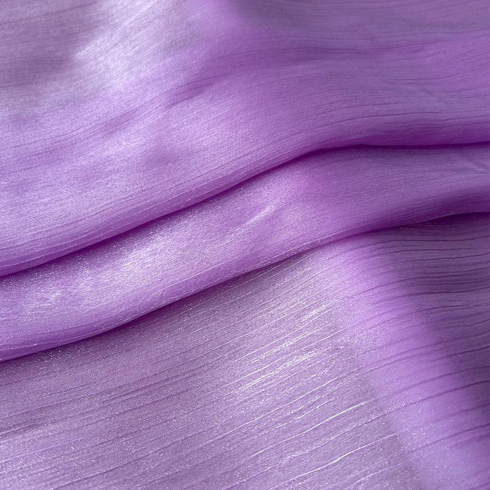 Silver Silk Sheer Crepe Chiffon Fabric Thin Crinkled Shiny Tulle For DIY Sewing Costume Shirts Wedding Party Backdrop Decoration