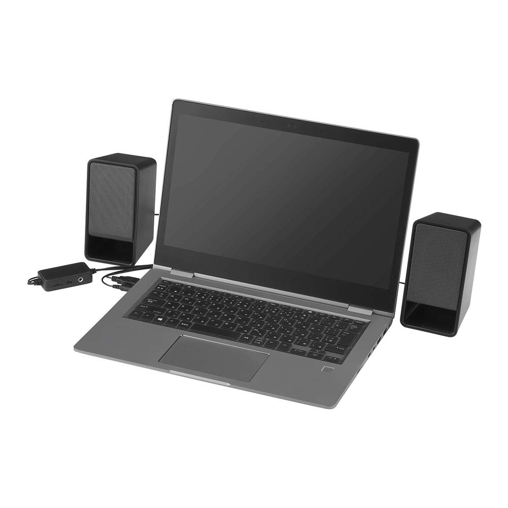 Buffalo BSSP305UBK PC USB Headphone Output Black Speakers, Powered, Compatible,