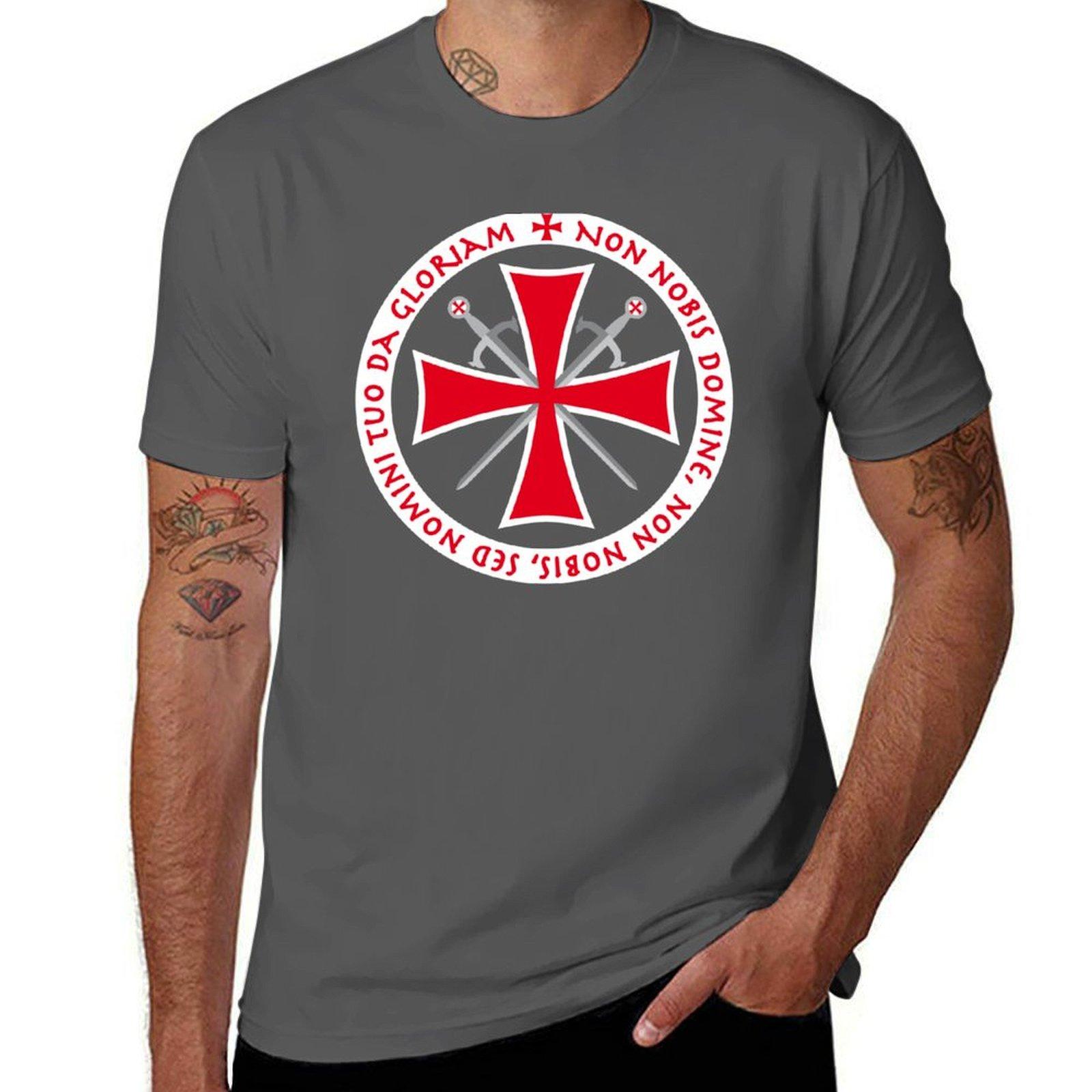 

Templar Cross Non Nobis Domine Crusader Knight s Cross Knight T-Shirt blanks quick-drying men graphic t shirts 4XL