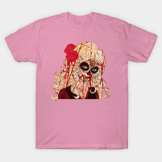 T Shirt Women Bloody Halloween Day Of The Dead Girl Harajuku Print Kawaii Tshirt Summer Short Sleeve Female T-Shirt Top Tee