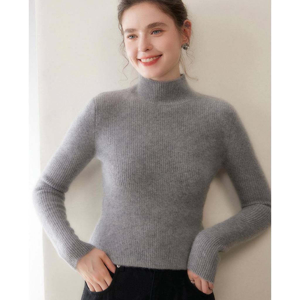 2025 Women's Cashmere Slim-Fit Half-High Collar Thickened Knit Sweater