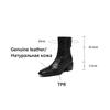 Fashion NEW Autumn Women Boots Square Toe Chunky Heel Shoes Genuine Leather Shoes for Women Short Modern Boots Daily Shoes Zipper Boots