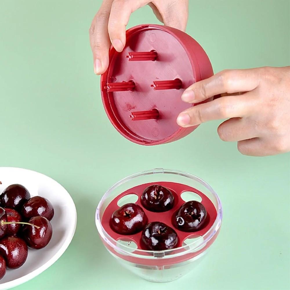 Entkerner Werkzeuge Kunststoff Kirschentkerner Tragbar Abnehmbar Fruchtentkerner Vier Löcher Praktischer Olivenentkerner Lebensmittelzubereitung