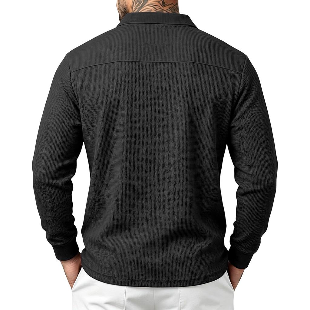Men's Knit Long Sleeve Shirt Breathable Business Casual
