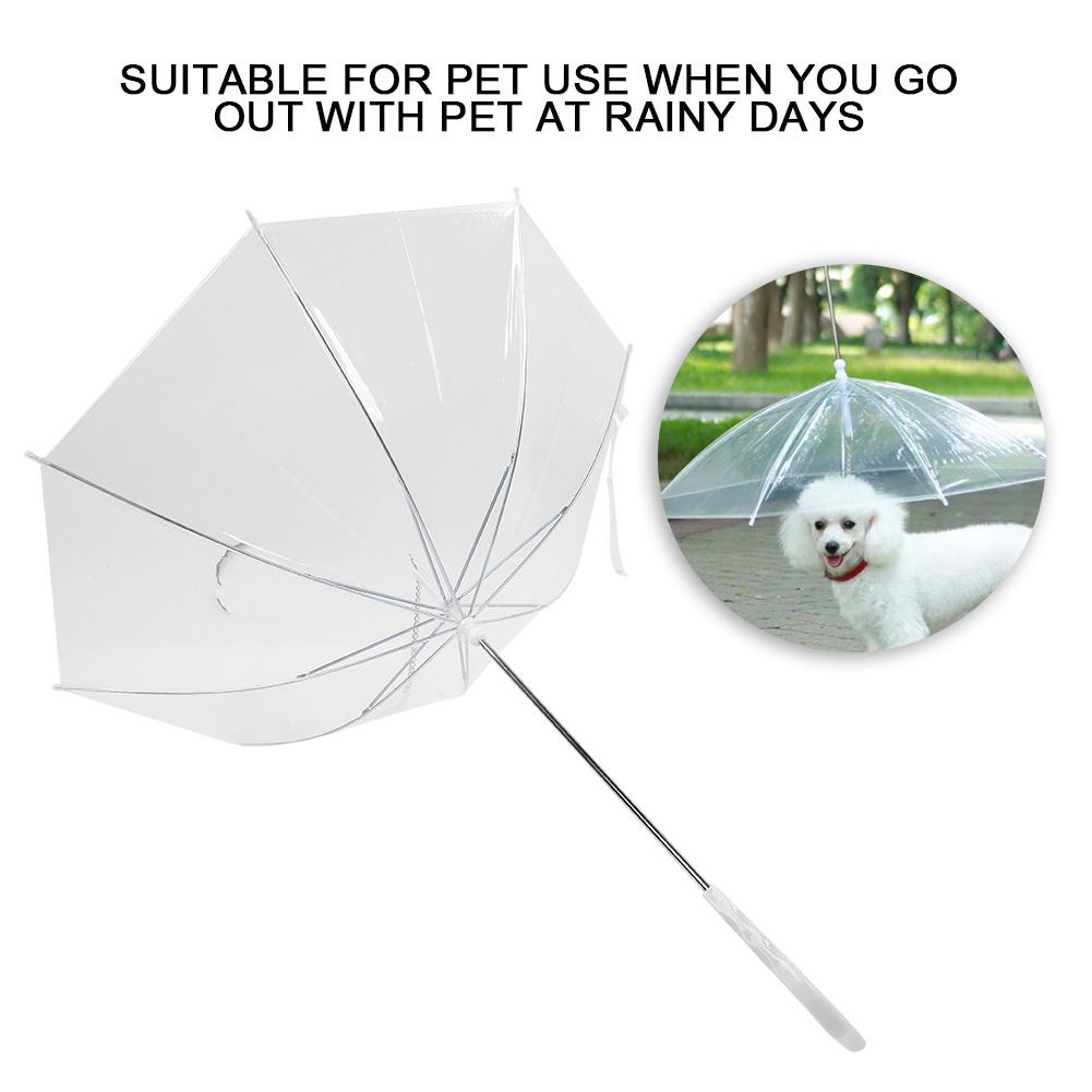 Innovative Pet Umbrella Dog Cat Umbrella with Pulling Cable Chain for Rain Walking UseTransparent