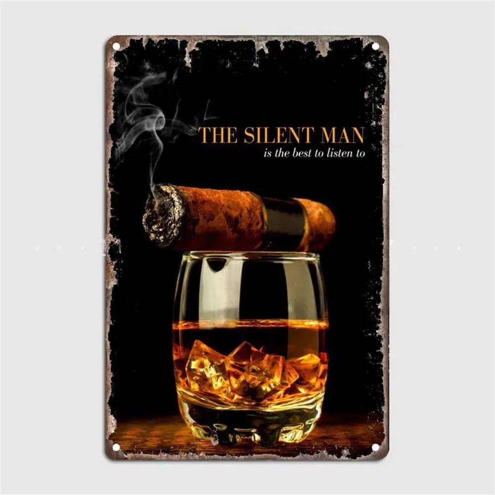 Vintage Whiskey Cigar Poster Metal Tin Sign Plaque Retro Decorative Plates For Garage Club Man Cave Bar Hotel Cafe Wall Decor