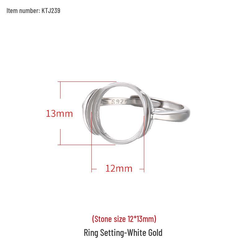 

S925 Sterling Silver Open Ring Setting for DIY Amber - 4*4 to 10*12mm - Unisex Design