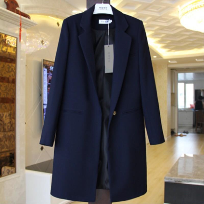 Women's Spring and Fall Korean Style In The Long Section of The Suit Jacket Long-sleeved Thin Straight Coat