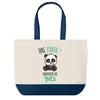 Tote Bag - PLANETEE - Inès Pas Touche Panda - Bleu - Coton 40x45 Cm - Grand Format