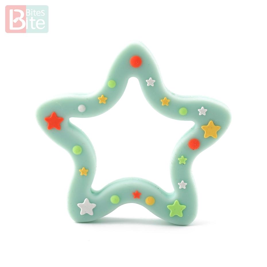 Bite Bites 1Pc Silicone Teether Christmas Gifts Tree Snowflake Pacifier Chain Making Food Grade Silicone Sika Deer Baby Teether
