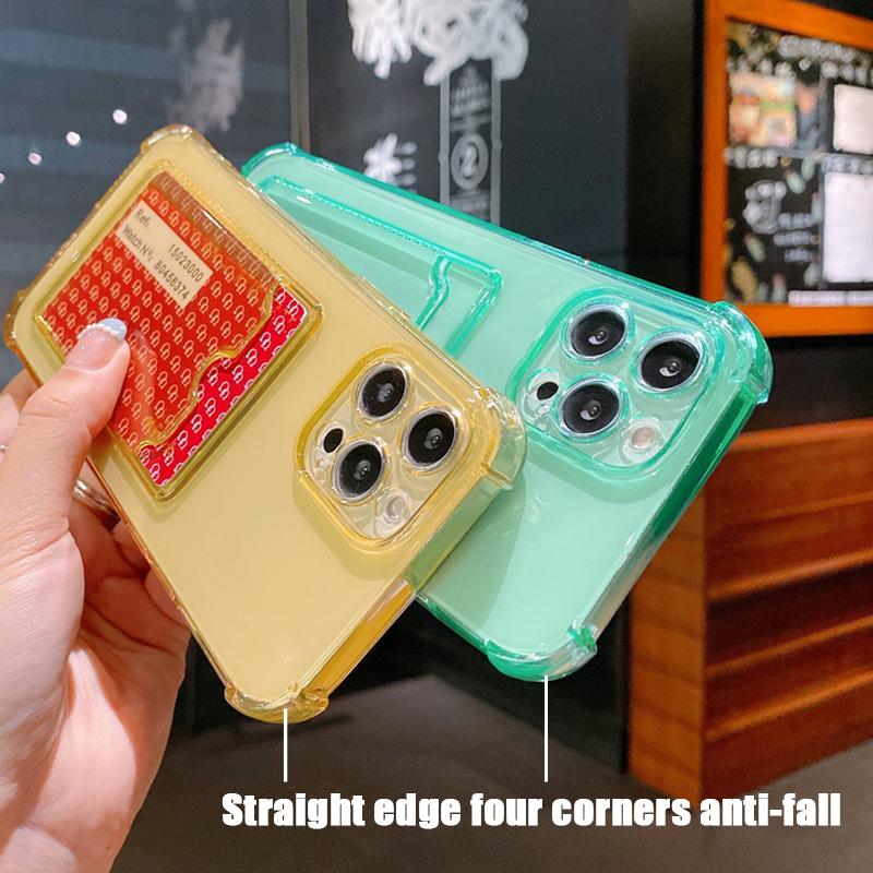 Shockproof Card Slot Silicone Soft Case Cover For Iphone 16 Pro Max 15 14 13 12 Pro MAX 12 Pro 11 X XR XS 7 8 Plus Clear Mobile Phone Case