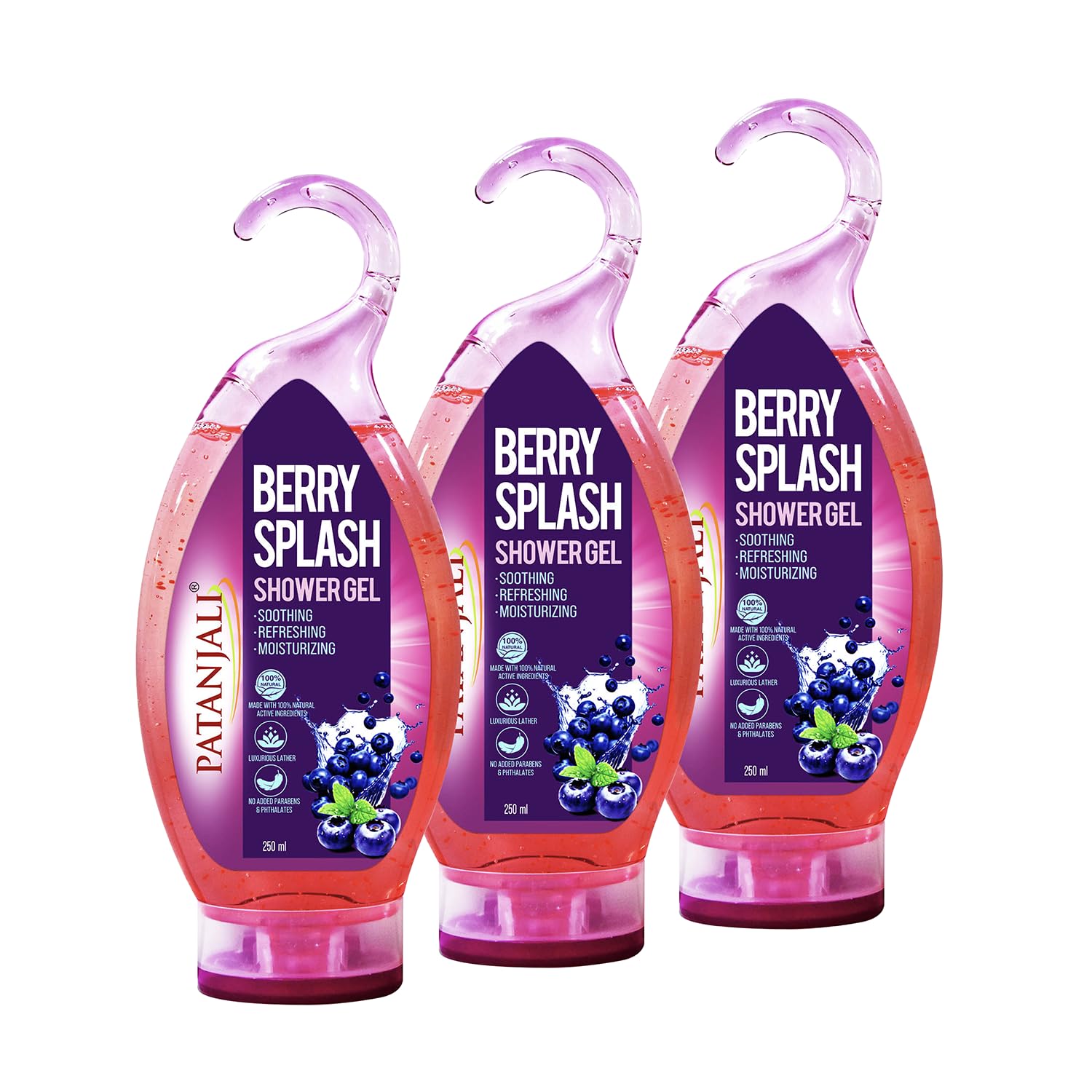 

Patanjali Berry Splash Shower Gel with Aloe Vera 250ml X Pack of 3 for Hydrating, Refreshing Cleanse