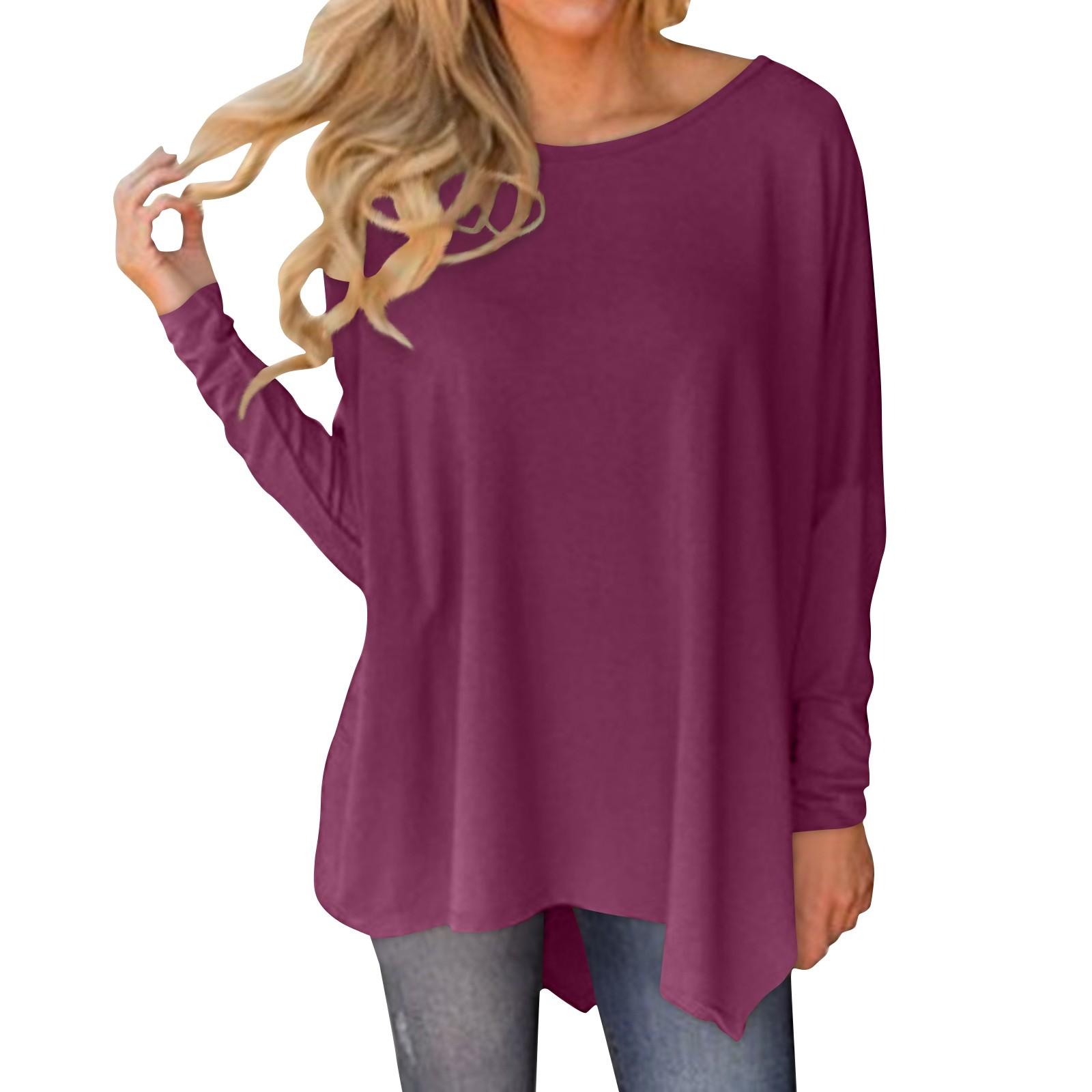 

Женские топы с рукавами «летучая мышь», нижние рубашки, свободные футболки нестандартной формы S фиолетовый