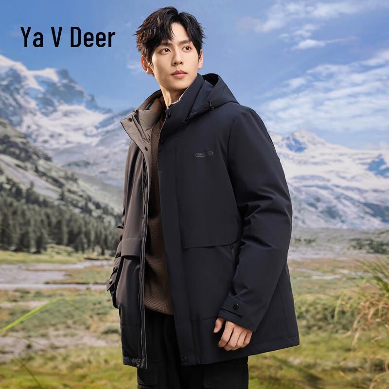Yalu Men s 3-in-1 Removable Hood Duck Down Winter Jacket 2XL