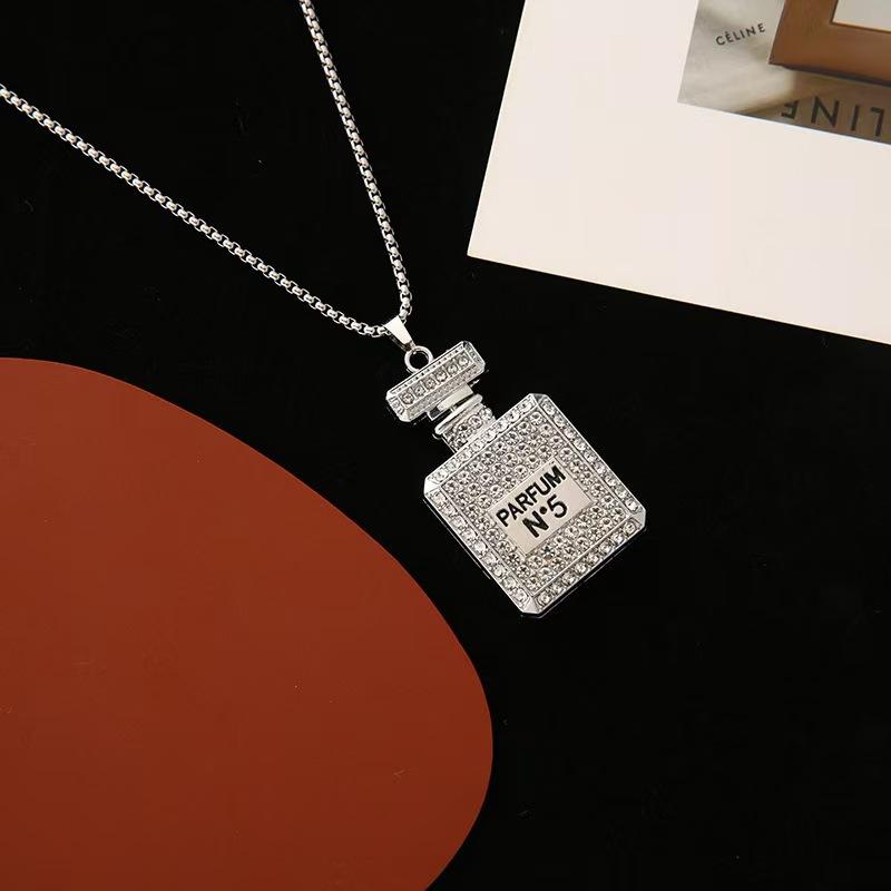 Perfume Bottle Women's Trendy Fashion Versatile Sweater Chain Accessories Necklace Pendant