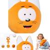 Schattige Kote Kitty pluche kat pop, zacht cartoon speelgoed voor kinderen in een levendige oranje kleur.