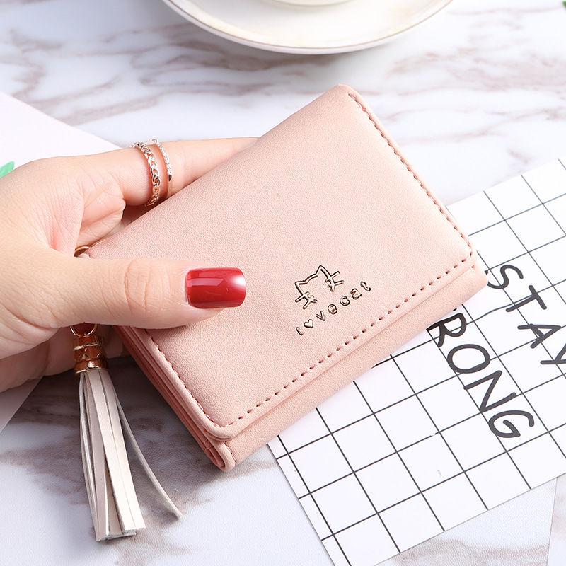 Korean Style Women's Tri-Fold Wallet: Compact Fashionable Coin Purse & Card Holder