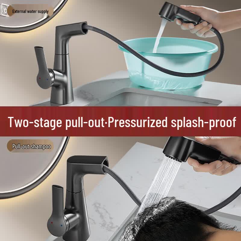 OEING Copper Lift & Pull-Out Bathroom Faucet