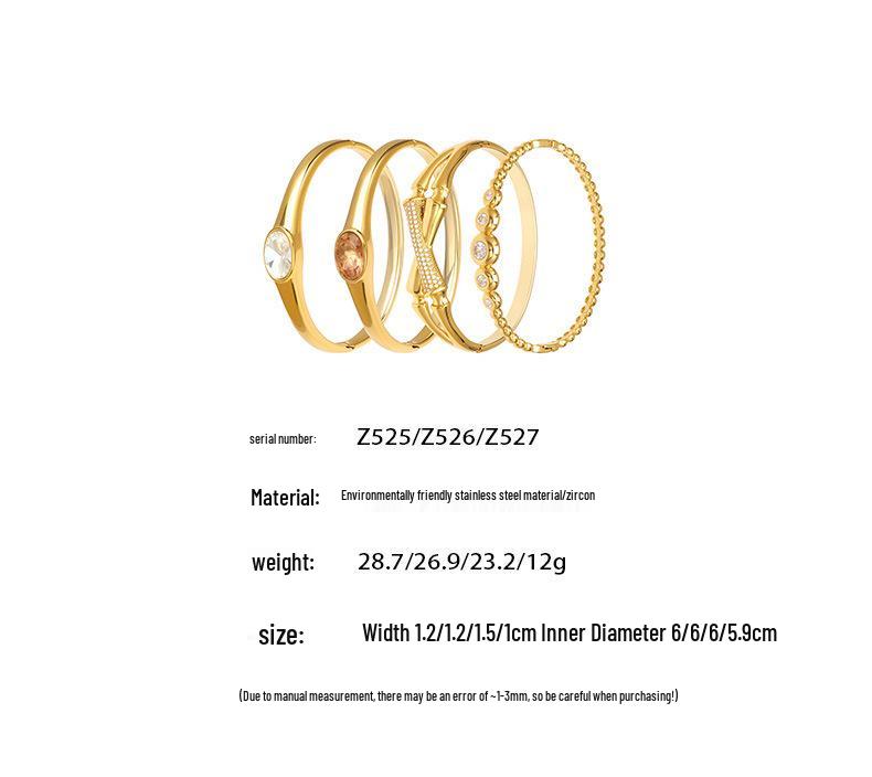 18K Gold-Plated Stainless Steel Zircon Clasp Bracelet - European & American Chic Women's Fashion