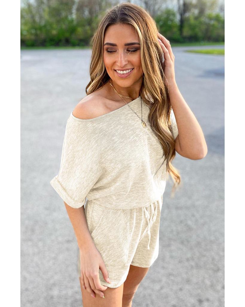 Azura Exchange Ribbed Elastic Waist Romper