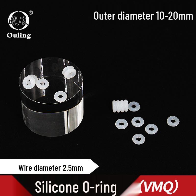 White Silicone O-ring, 6-10mm OD, 2.5mm CS, Waterproof, Eco-Friendly, High-Temperature Resistant Seal. 9mm OD, 2.5mm CS, 10pcs