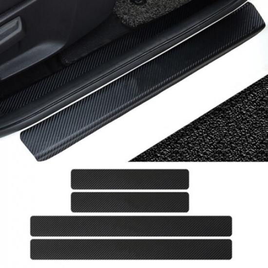 4Pcs Car Door Sill Scuff Cover Plate Carbon Fiber Sticker Protector  Accessories