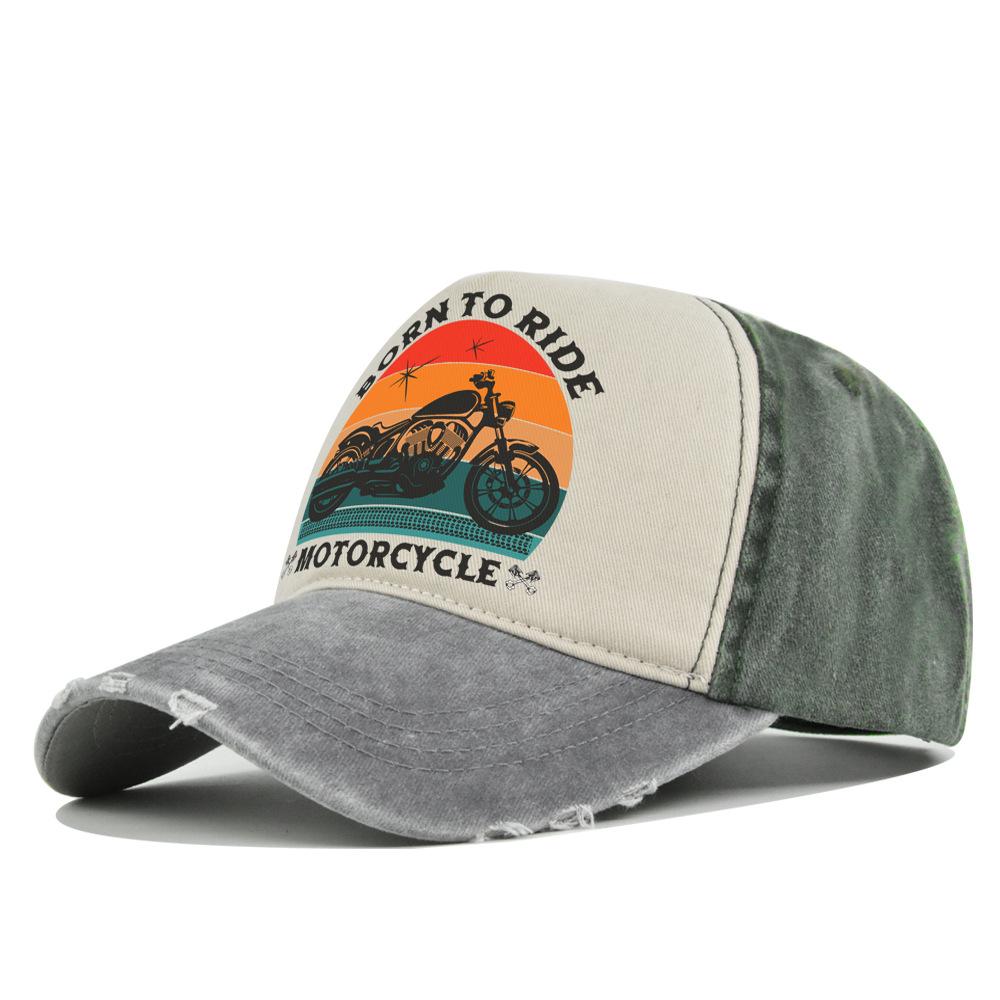 

Fashion Motorcycle Baseball Caps for Men Women Retro Printed Caps Cotton Sponge Truck Caps Men s Washed Old Sun Hat Casquette 54-60cm